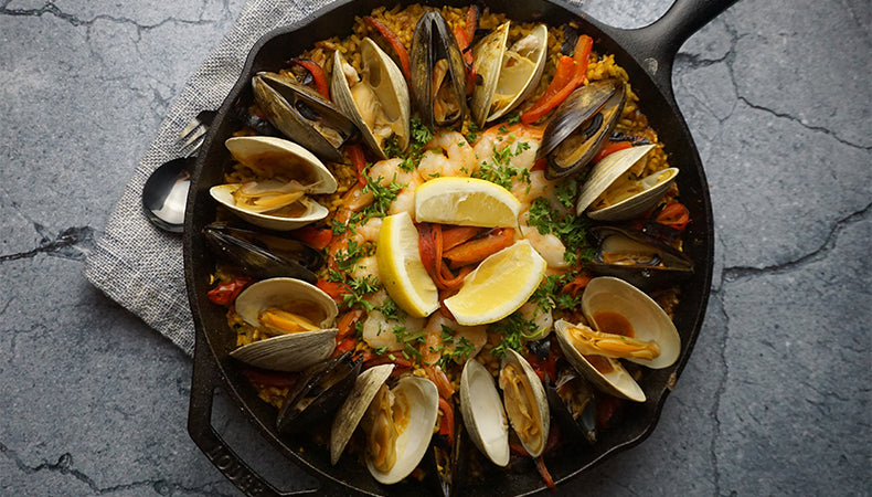 An easy paella made in an electric frying pan recipe